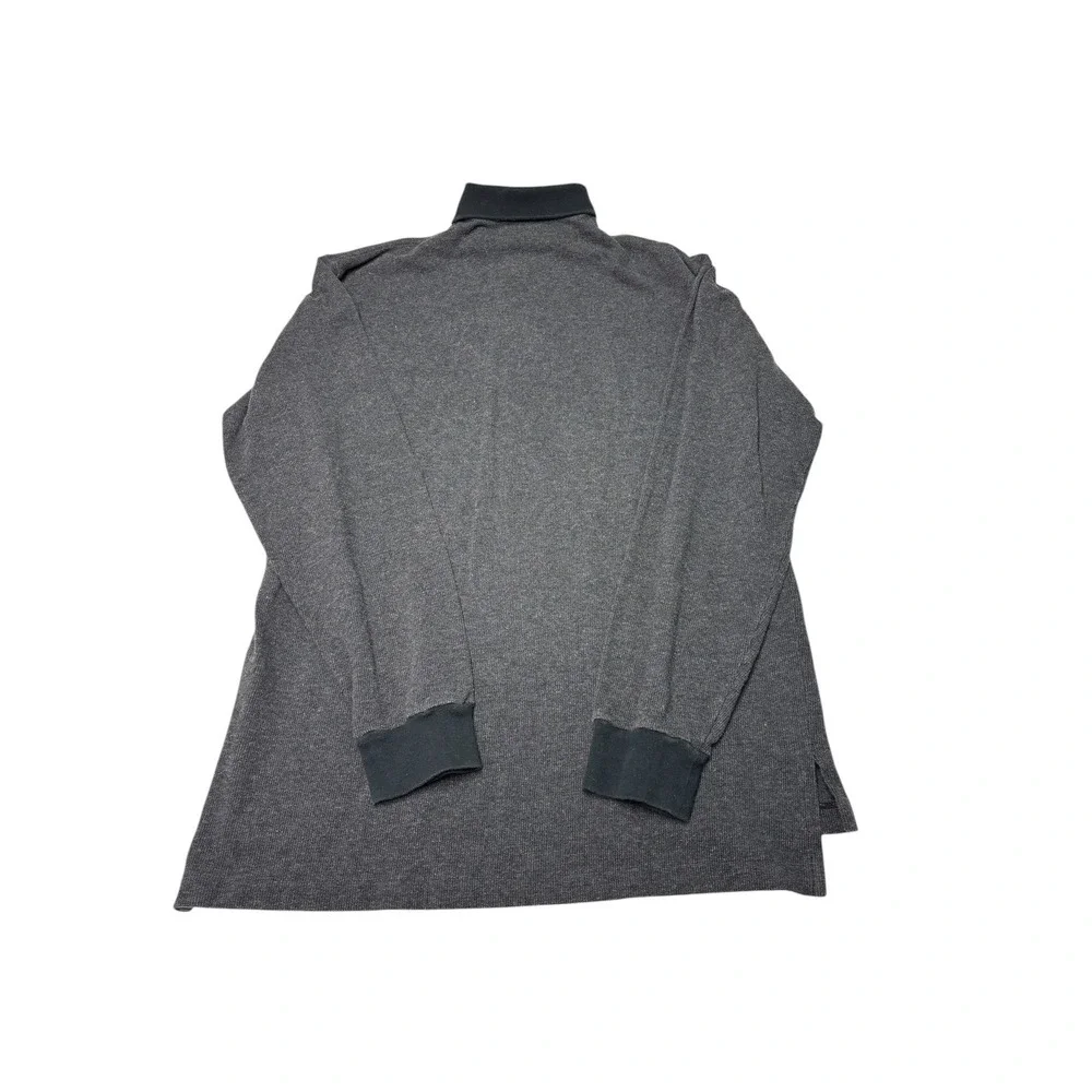 Polo Ralph Lauren Mens Large Long Sleeve Polo Shirt Gray Cotton Pique